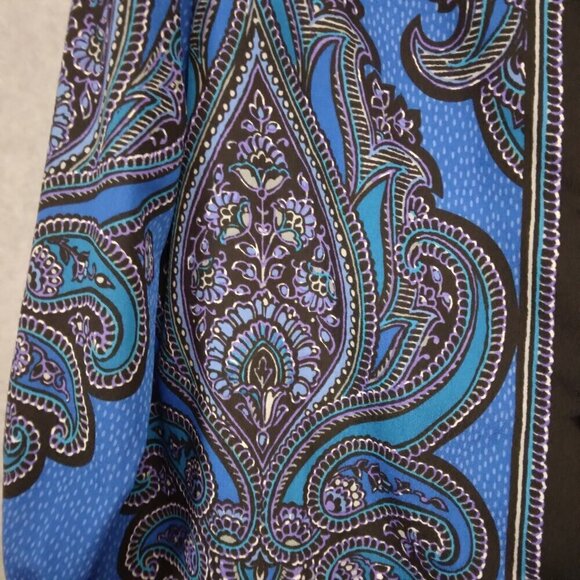 Bob Mackie | Paisley Print Button Front Shirt Blue Purple Teal | Size L - Picture 6 of 8